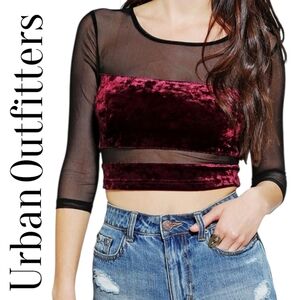 💥50% OFF Sparkle & Fade Velvet / Mesh Crop Top